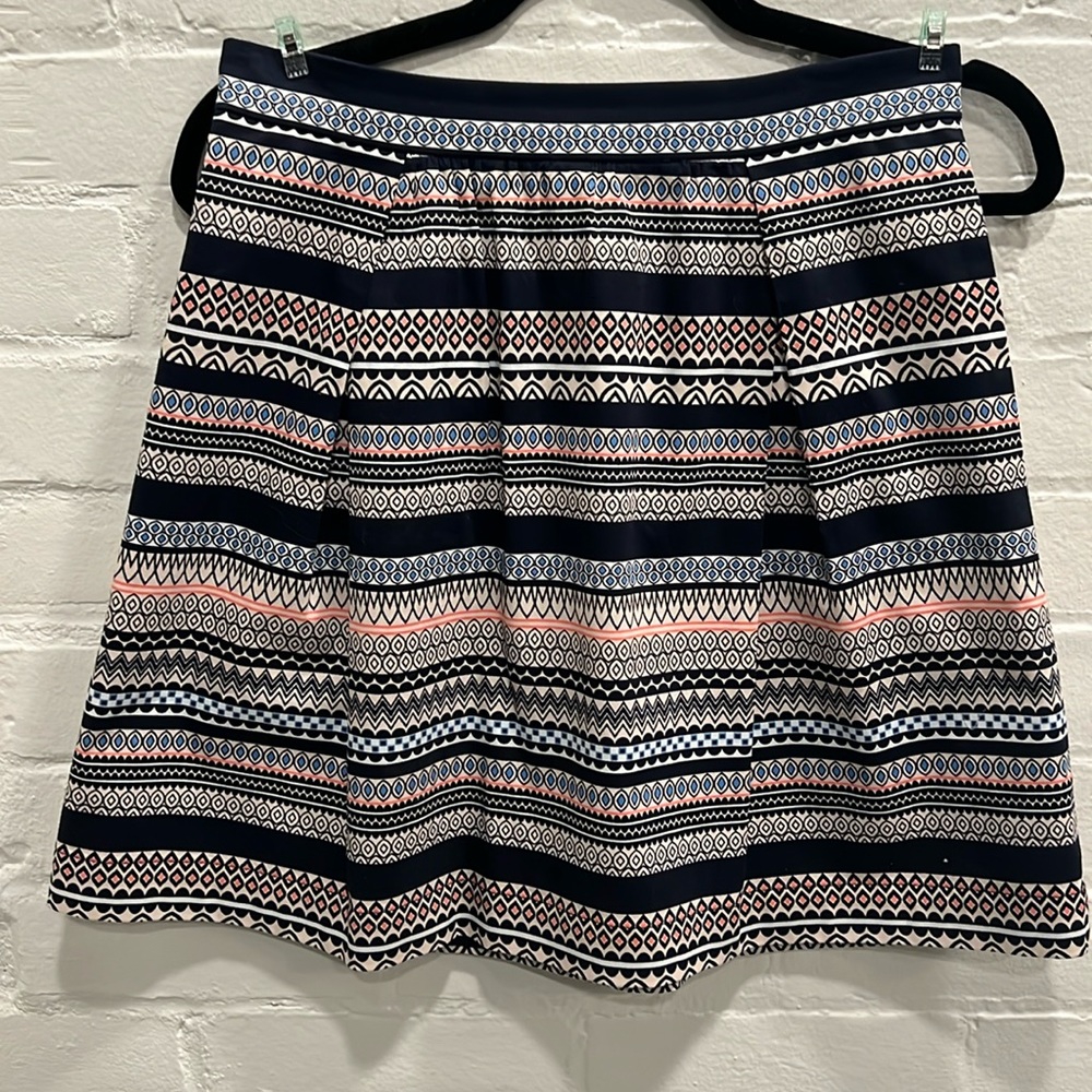 JCREW fully lined print mini skirt with pleats - size 0